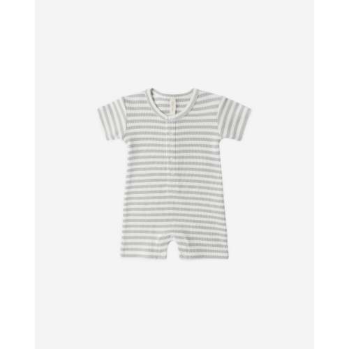 Waffle Snap Romper Sage Stripe