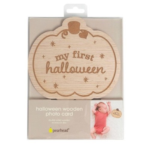 Pearhead My First Halloween Wooden Photo Card for Baby Milestone