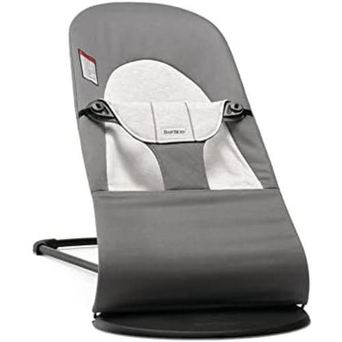 BabyBjörn Bouncer Balance Soft, Cotton/Jersey, Dark Gray/Gray 2-in-1 Adjustable Baby Bouncer Seat and Toddler Chair, Newborn to Toddler (8-29 lbs), 4 Positions, Lightweight & Portable