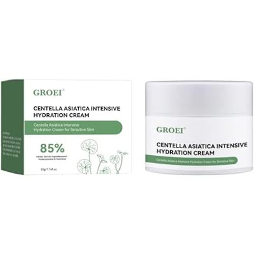 Centella Asiatica Intensive Hydration Cream, 85% Natural Ingredients, Long-Lasting Moisturizer for Sensitive & Dry Skin, Face Moisturizer Cream, 50g