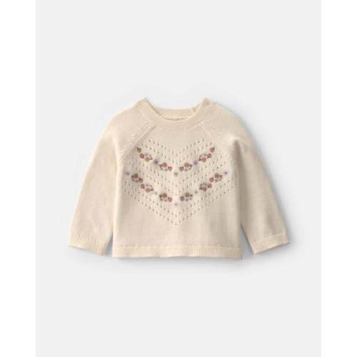 Baby Girl Embroidered Sweater - Ivory - OshKosh B'gosh | Carter's