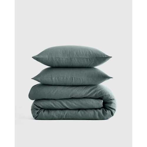 European Linen Duvet Cover Set in Ocean (King)
