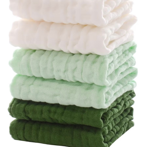 MUKIN Baby Washcloths - Soft Face Cloths for Newborn, Absorbent Bath Face Towels, Baby Wipes, Burp Cloths or Face Towels, Baby Registry as Shower. Pack of 6-12x12 inches (Green)