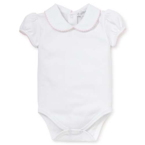 White/Pink Kissy Basics S/S Bebe Collar Bodysuit