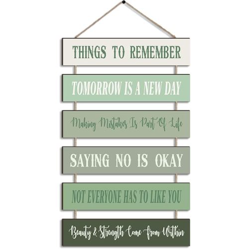 Pinkunn Inspirational Wall Art Sage Green Pink Positive Quotes Wall Decor Cute Preppy Wooden Room Sign Uplifting Encouragement Gifts for Motivational Art for Home Bedroom(Sage Green)