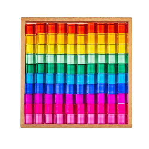 Ines Blocks | 100 Rainbow Acrylic Cubes for Math & Open-Ended Play – Maison Rue