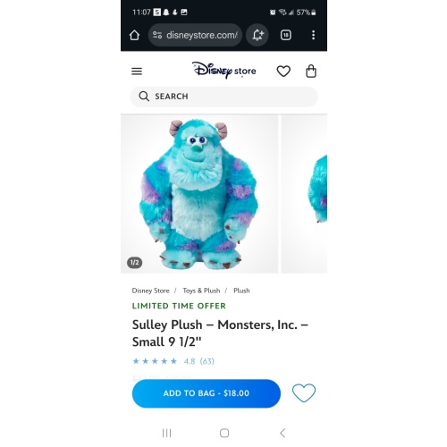 Sulley Plush – Monsters, Inc. – Small 9 1/2'' | Disney Store