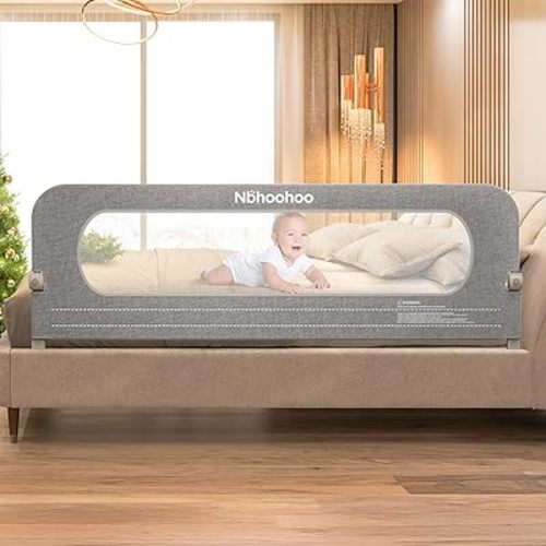 Bed Rail for Toddlers – 71 Inch Extra Long Toddler Bed Rail, Swing Down Bed Guard for Queen King Full Twin Size Beds, Foldable Baby Bed Rail with Safety Lock, No-Tool Install (Gray, 71 inch)