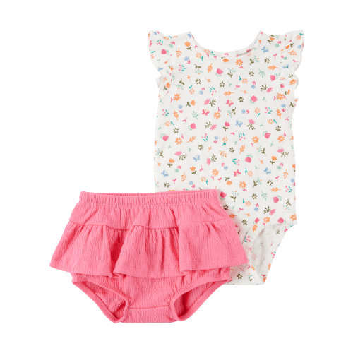 Baby 2-Piece Floral Bodysuit & Diaper Cover Set - Pink - Carter's | Carter's