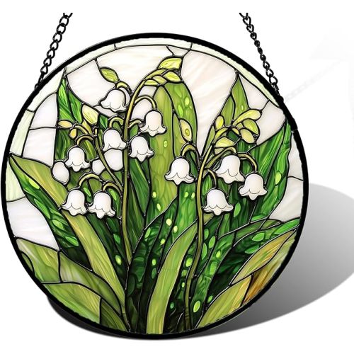 Stained Glass Window Hanging, Lily of The Valley