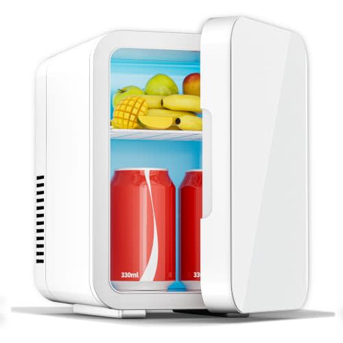 Mini Fridge for Bedroom - Portable 4 Liter/6 Can Cooler & Warmer for Skincare, Cosmetics, Makeup, Medicine & Food - Small Refrigerator with AC/DC Power for Home, Car, Dorm & Office