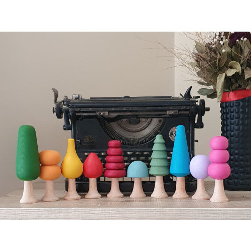 Montessori Wooden Trees | Waldorf Forest Toy | Wooden Tree Set | Open Ended Toy | Wooden Trees 10 pcs