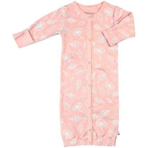 Babysoy Unisex Baby Long Sleeve Gown Sleep Sack, Ultra Soft Nightgown, Newborn Reversible Mittens