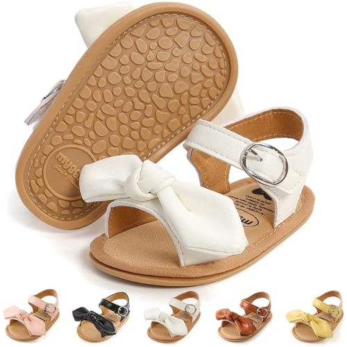 Meckior Baby Toddler Infant Girls PU Leather Soft Open Toe Summer Sandals Flower Princess Flat Shoes