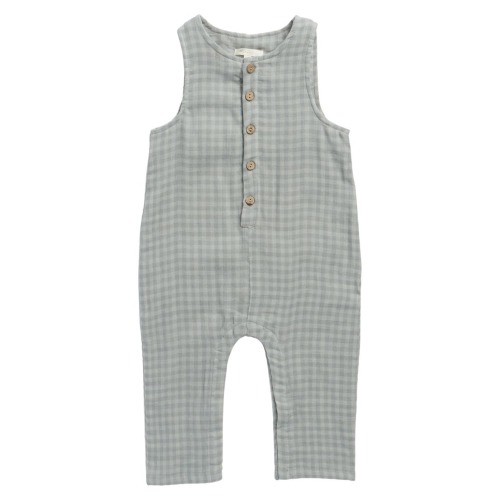 Gingham Sleeveless Cotton Romper, 3-6M