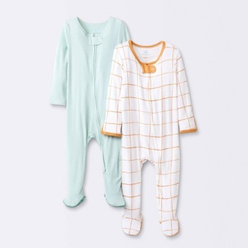 Baby Boys' 2pk Solid Modal Blend Sleep N' Play - Cloud Island™, Color: Mint Green, Size: Newborn