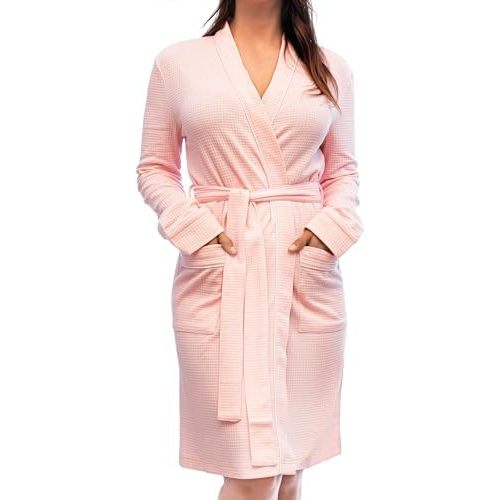 NY Threads Women's Robe Soft Knit Waffle Bathrobe Lightweight Knee-Length Loungewear