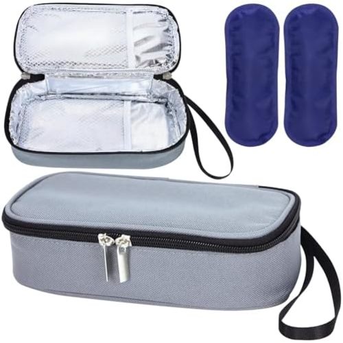 Breastmilk Cooler Bag with Ice Pack, Portable Insulated Breast Milk Storage Cooler Bag, Small Stylish Breastmilk Storage Bag Cooler with Wrist Strap (Grey)