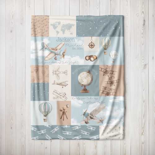 Airplane Baby Blanket Travel Baby Name Blanket With Airplanes Gift Adventure Nursery Decor World Map Baby Shower Gift Soft Minky Aviation
