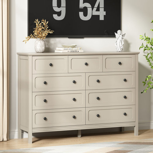 George Oliver Drawers Dresser, 63" Wide Modern Chest Of Drawers With Metal Handle, Wooden Dresser TV Stand, Wood Drawer Organizer For Bedroom, Living Room, Hallway & Reviews | Wayfair