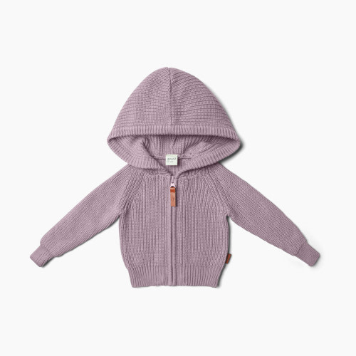 Goumi Kids Knit Hoodie - Quarry, 0-3 Months