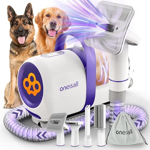 oneisall Dog Hair Vacuum Shedding Grooming Brush Kits for Pet Thick Coats