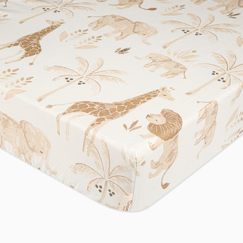 Crane Baby Cotton Sateen Crib Fitted Sheet - Kendi Animals