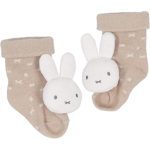 Kids Preferred Miffy Baby Foot Rattle Set - Super Soft Rattles, Neutral Colors, Soft Sensory Elastic Socks, Embroidered Details, Ages 0 to 9 Months