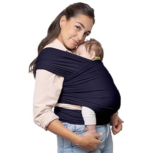 Boba Baby Wrap Carrier – Original Baby Sling Carrier for Newborns (7–35 lbs), Soft, Secure, Hands-Free & Ergonomic, Ideal for Comfortable Bonding, New Parents (Navy Blue)