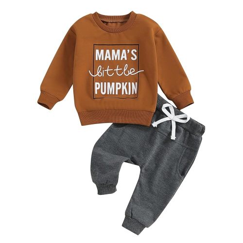 YINGISFITM Halloween Baby Boy Clothes Toddler Pumpkin Sweatshirt Long Sleeve Shirt Top Pocket Pants Fall Outfit