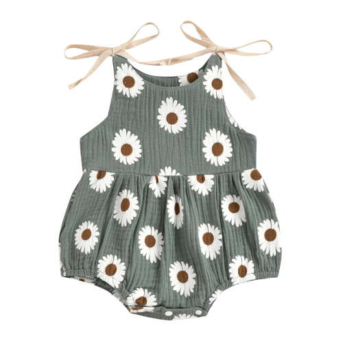JikouIivo Summer Daisy Straps Sleeveless Toddler Infant Baby Clothes Girls Floral Jumpsuit Romper Overalls Baby Girls Clothes Outfits