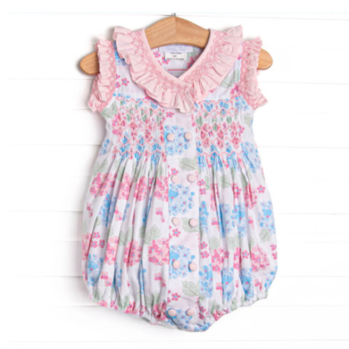 Bleu: Briar Smocked Bubble, Pink Hydrangea – Stitchy Fish