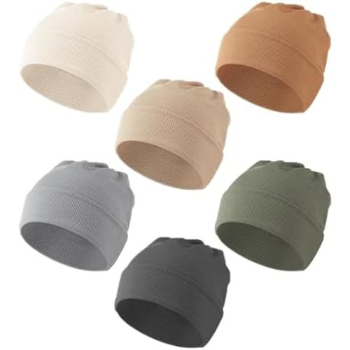 Konssy 6 Pack Baby Beanie Hats for Newborn Infant Girls Boys, 0-24 Months