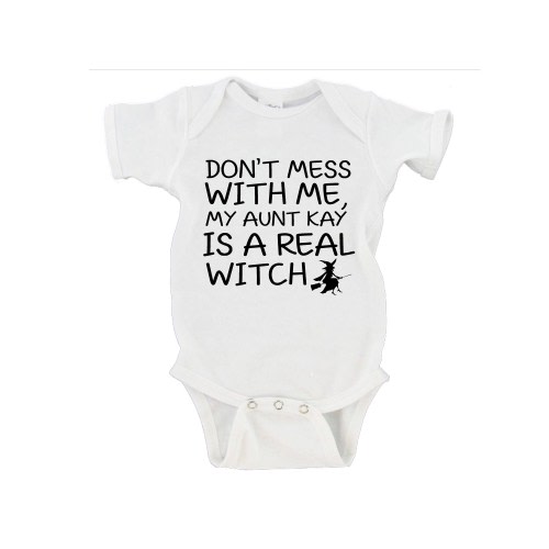 Don't Mess With Me, My Aunt (Custom Name) Is A Real Witch! Gift Baby Bodysuit