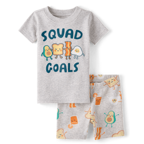 Baby And Toddler Breakfast Squad Snug Fit Cotton Pajamas - Gray