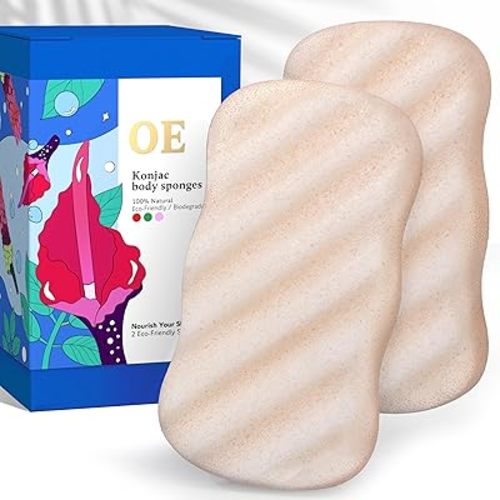 Konjac Sponge Body (2 Pack) | Microplastic Free 100% Natural | Non-Toxic | Biodegradable | Eco-Friendly | Plastic Free Packaging
