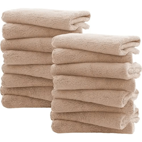 16 Pack Burp Cloths for Baby - 20" x 10" Ultra Absorbent Coral Fleece Burping Cloths, Newborn Towel - Milk Spit Up Rags - Brown