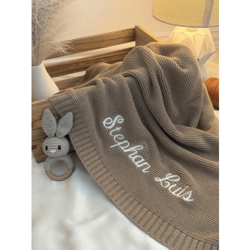 Personalized Knit Baby Blanket, Custom Name Embroidered Baby Blanket, Welcome Baby Keepsake Gift, Unique Baby Sower Gift