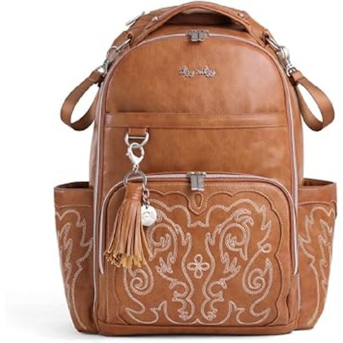 Itzy Ritzy Boss Plus Large Diaper Bag Backpack with 19 Pockets (Saddle) | Includes 2 Insulated Bottle Pockets, Changing Pad, Stroller Clips, Comfortable Padded Straps, Easy-to Clean, Travel-Ready