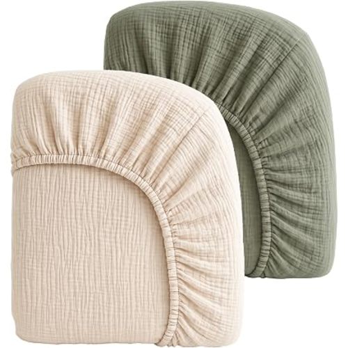 Konssy 2 Pack Muslin Crib Sheets for Baby Boys & Girls, 52" x 28"