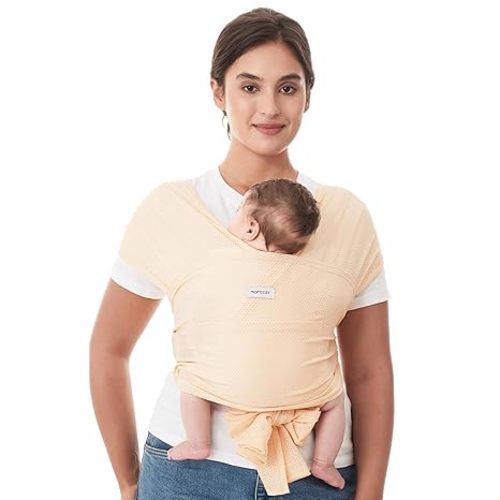 Momcozy Baby Wrap Carrier, Easy to Wear Infant Carrier Slings, Lightweight Hands Free Baby Sling, Adjustable Baby Carriers for Newborn to Toddler 8-35 lbs, Black