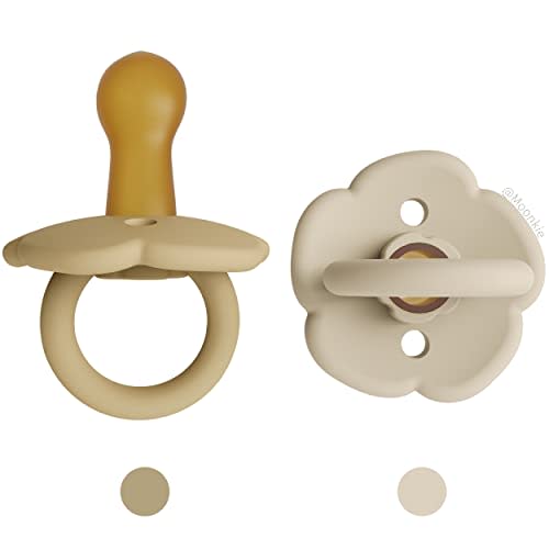 Moonkie Pacifiers Set of 2 | One-Piece Design Baby Pacifier with Large Air Holes | BPA-Free Silicone | Safe for Babies 0-6 Months
