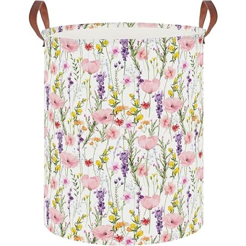 19.7" Laundry Basket,Dirty Clothes Hamper,Waterproof Storage Bin,Room Decor,Gift Baskets,Nursery Hamper(Flowering Shrubs)
