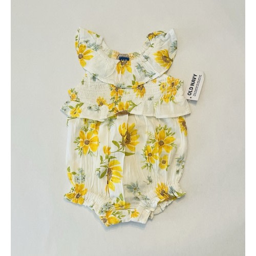Old Navy Baby Girl Clothes 3-6 Months Romper Cute Sunflower Summer Outfit New
