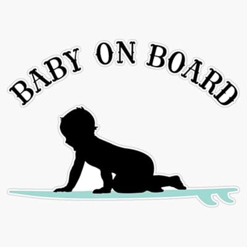 Surf Boy Baby On Board - Dark Vinyl Sticker Waterproof Decal Laptop Wall Window Bumper Sticker 5"
