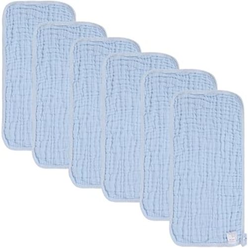 norinori Baby Burp Cloths Muslin Washcloths 6Pack - Muslin Burp Cloths Large 20''x10'' Extra Soft Absorbent Baby Burp Rags for Newborn 100% Cotton for Boys Girls Gift 6 Layers Machine Washable