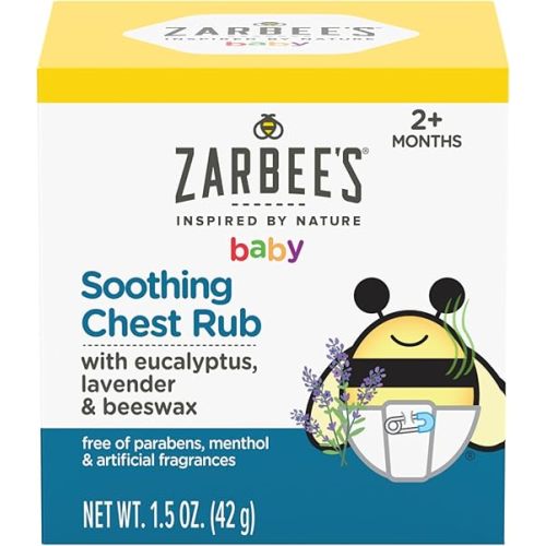 Zarbee's Baby Soothing Chest Rub with Eucalyptus & Lavender, Petroleum-Free Safe and Effective Formula, 1.5 Ounce