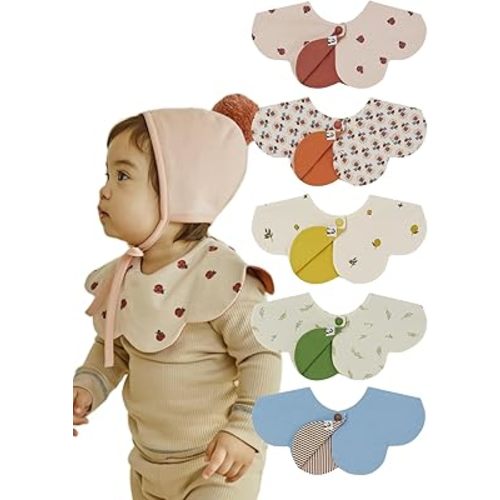 Konny Baby Bib 3/5/7-Pack Set, 360 ​​° Rotate, Soft and Absorbent Drooling for Toddler Boys Girls Baby Essentials