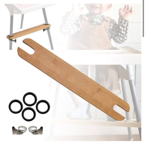 High Chair Footrest, Adjustable Height Natural Bamboo Baby Highchairs Pedal, Suitable for IKEA Antilop High Chair Footstool