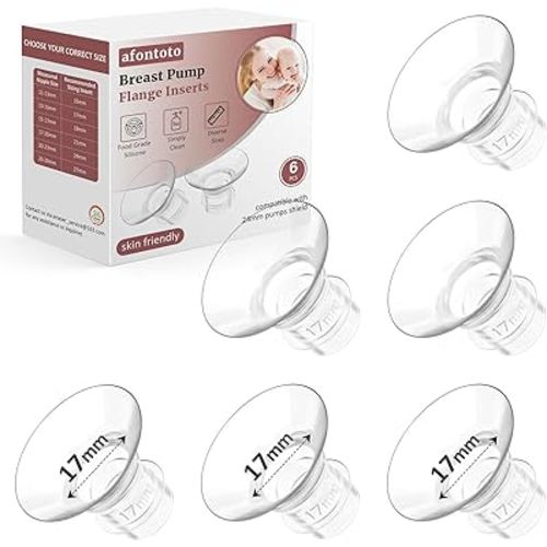 Flange Inserts 17mm for 24mm Flanges/Shields of Pumps, Softer Silicone Flange Insert Compatible with Momcozy/Spectra/eufy/Medela/TSRETE Breastpump, Replacement Pump Parts Flanges Sizing Kit, 6PCS-17mm